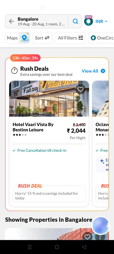 MakeMyTrip: Hotel results