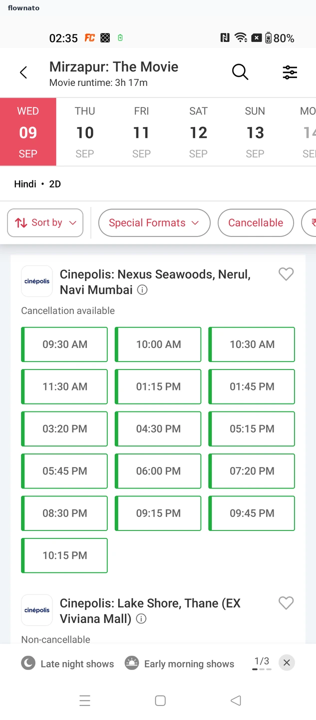 BookMyShow: Pick a cinema and showtime